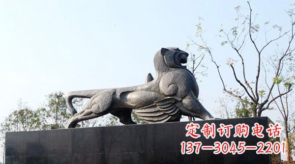 淄博公园抽象狮子动物铜雕