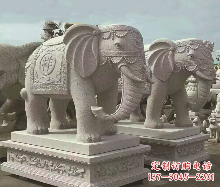 淄博精美大象大理石雕塑