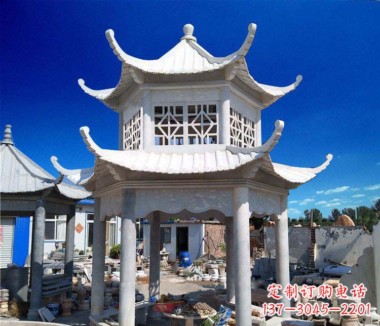 淄博大理石双层凉亭雕塑