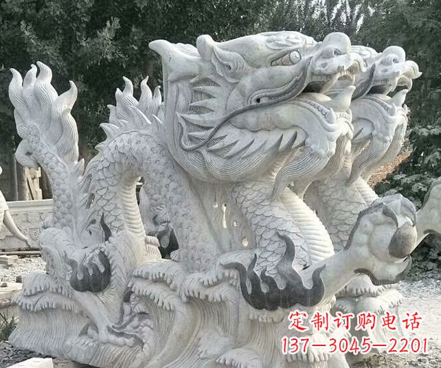 淄博优雅古典大理石生肖龙雕塑