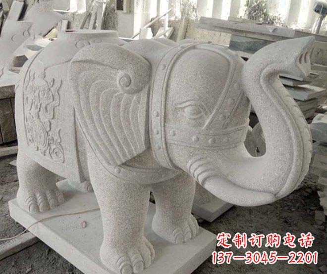 淄博公园动物大理石大象石雕 (3)