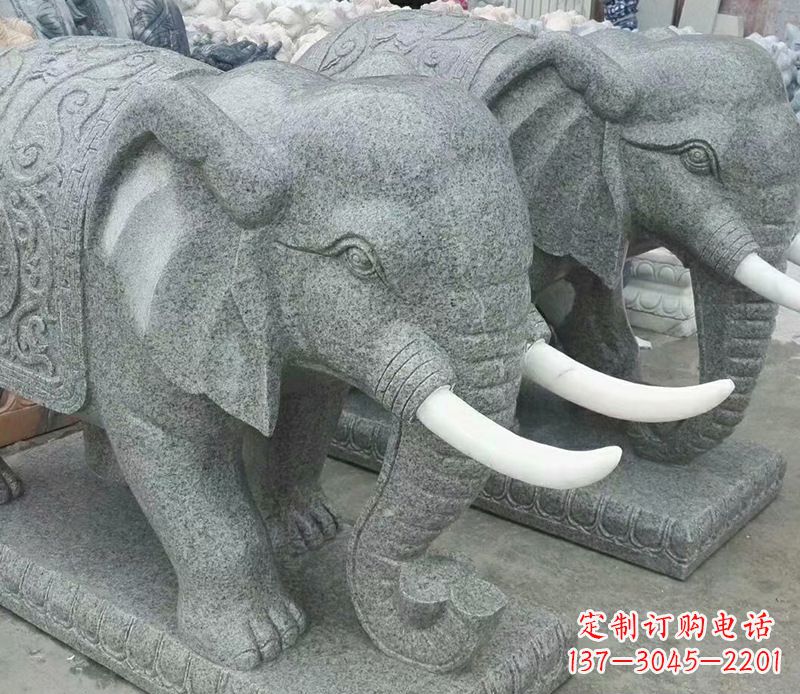 淄博象征力量的大理石大象雕塑
