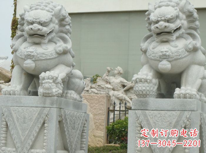 淄博高端大理石狮子石雕