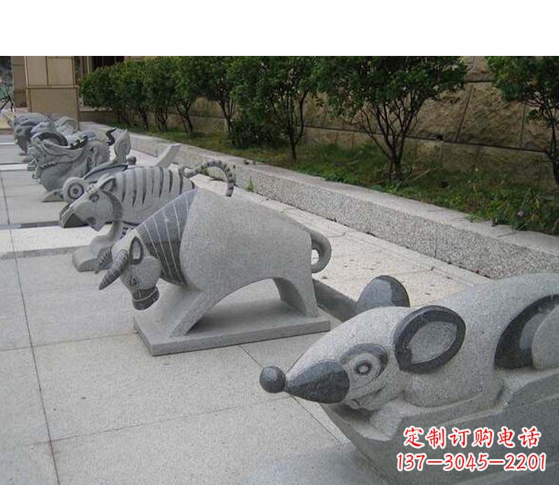 淄博公园动物雕塑十二生肖石雕