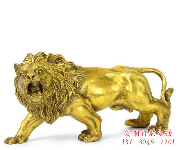 淄博黄铜鎏金狮子雕塑——象征力量的艺术精品