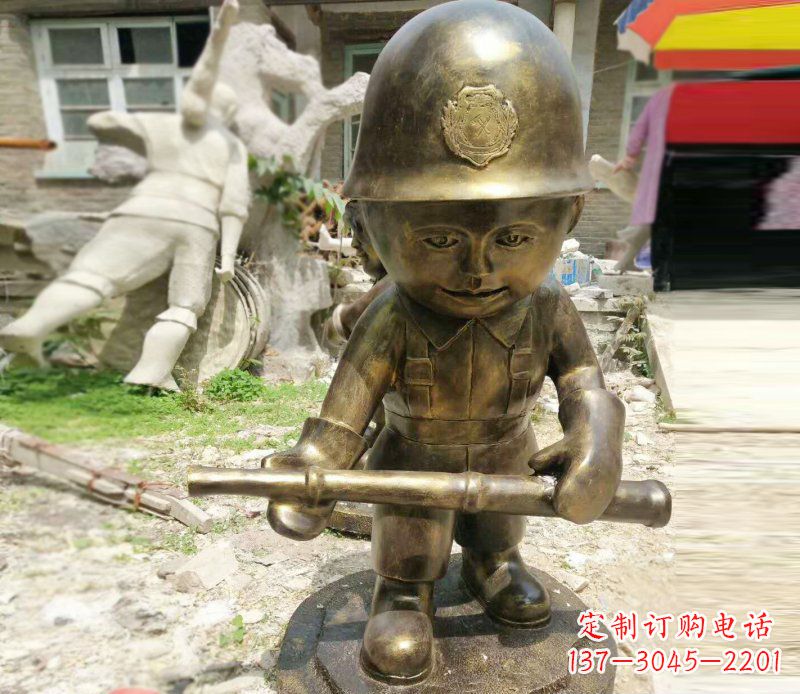 淄博精致细腻的交通警察铜雕