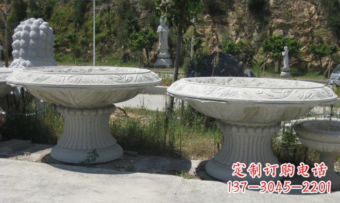 淄博美轮美奂的大理石花盆雕塑
