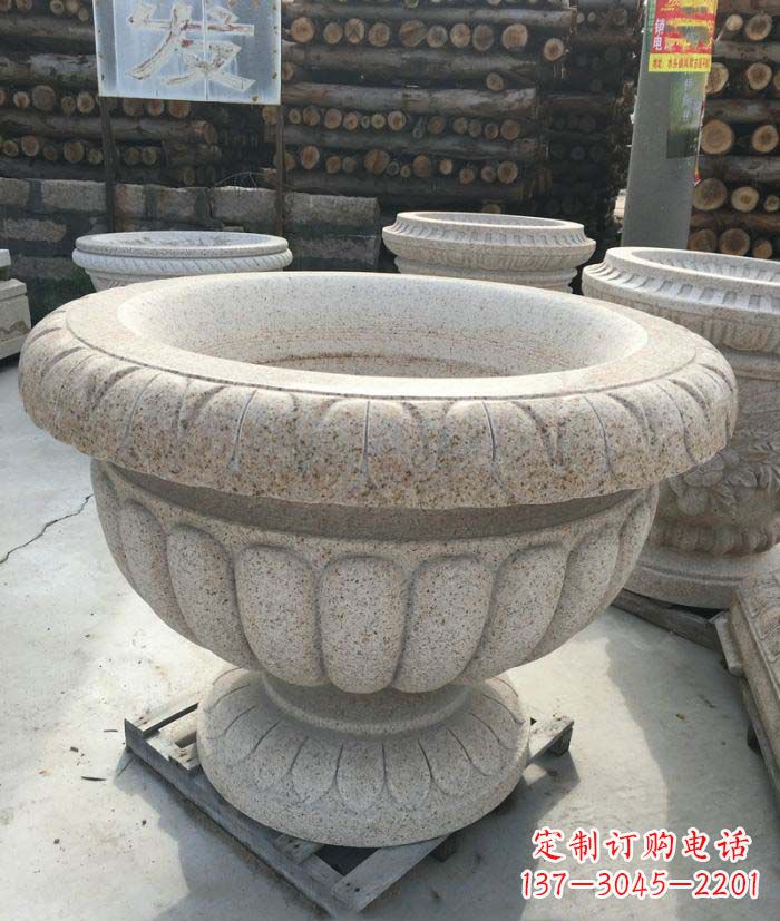 淄博高质量大理石花盆石雕