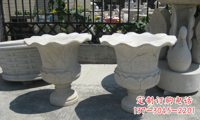 淄博大理石花盆雕塑