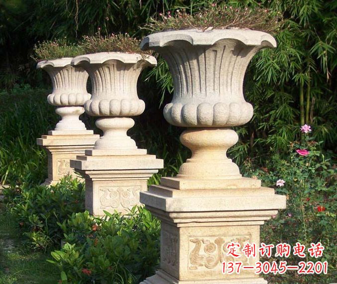 淄博高质量大理石花盆石雕