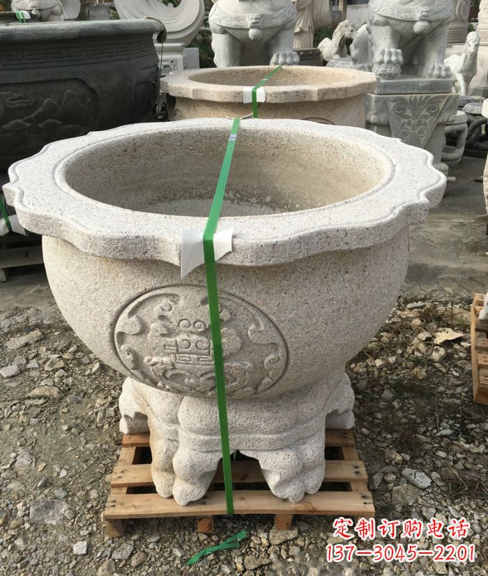 淄博公园景观大理石水缸石雕