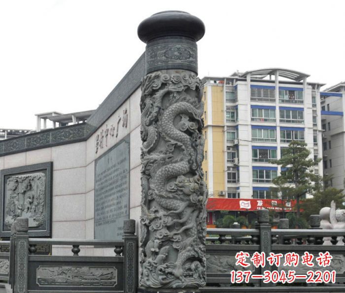 淄博传承中国古典文化的雕刻龙柱雕塑