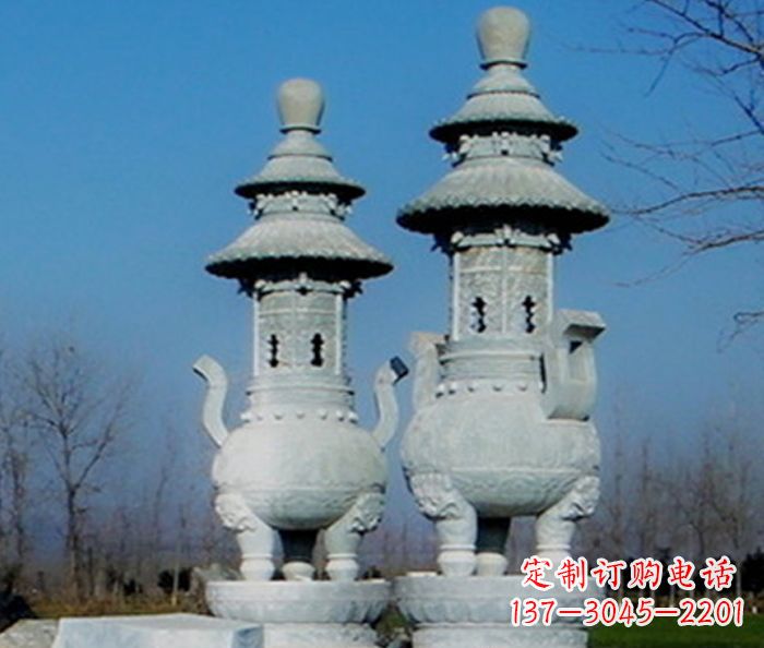 淄博公园景观仿古石雕香炉