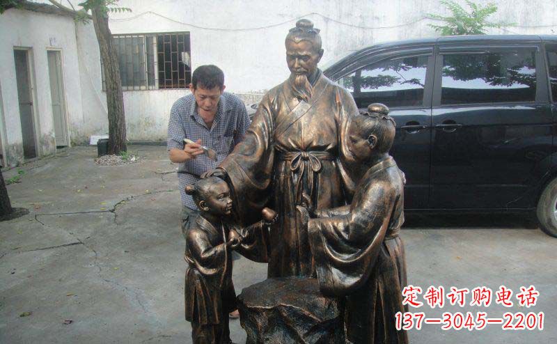 淄博公园孔融让梨景观铜雕