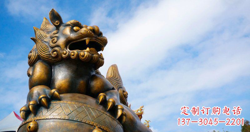 淄博大型铜雕狮子景观装置