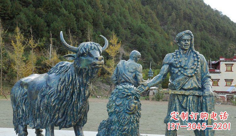 淄博中领雕塑定制牦牛景观铜雕