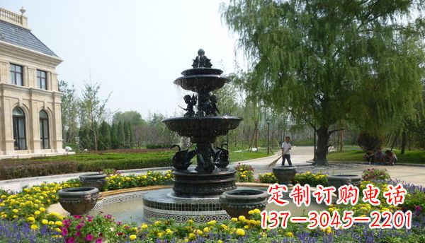 淄博公园天鹅喷泉铜雕