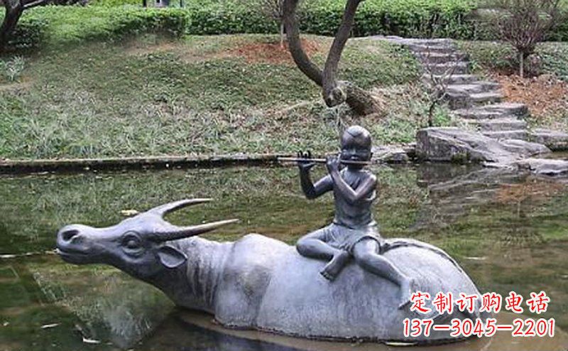 淄博草原上的牧童铜雕