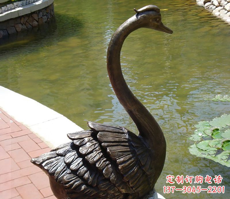 淄博公园铜雕天鹅喷泉雕塑
