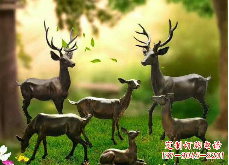 淄博公园铜雕阳光小鹿动物雕塑
