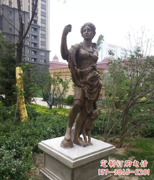 淄博公园西方女人人物铜雕_1