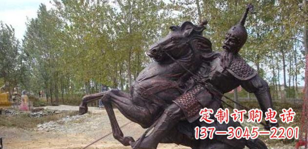 淄博古代骑马人物公园景观铜雕 (2)