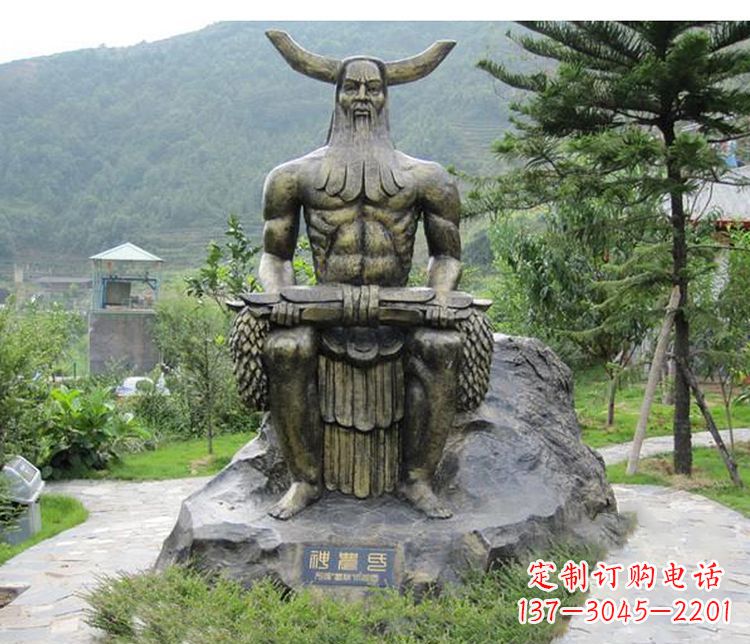 淄博古代神话人物伏羲铜雕