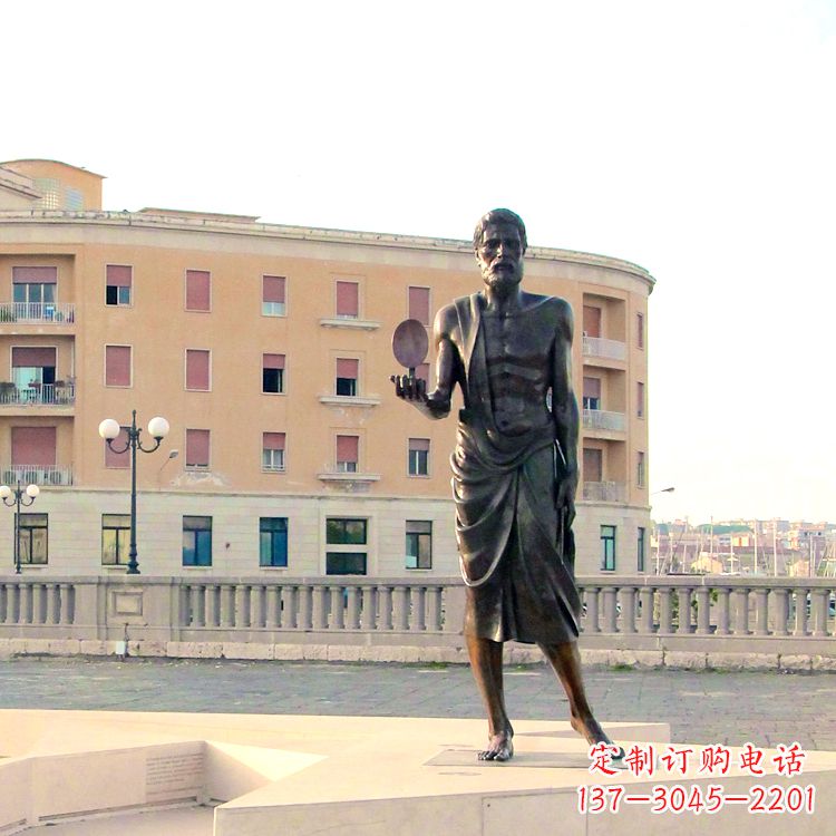 淄博古希腊哲学家阿基米德铜雕像-广场世界名人雕塑