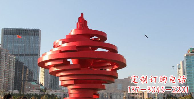 淄博不锈钢抽象火炬雕塑,展现活力与坚强
