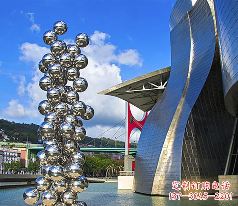 淄博广场不锈钢抽象龙柱雕塑