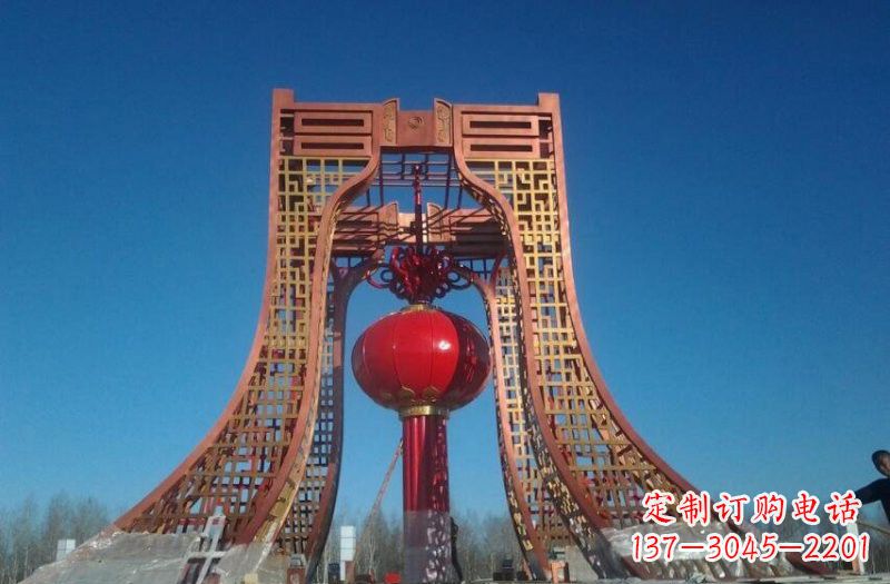 淄博中领雕塑推出不锈钢大型灯笼雕塑