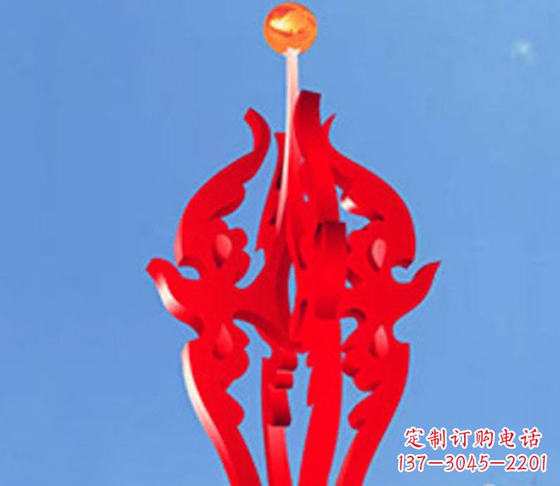 淄博中领雕塑出品:不锈钢火苗抽象雕塑