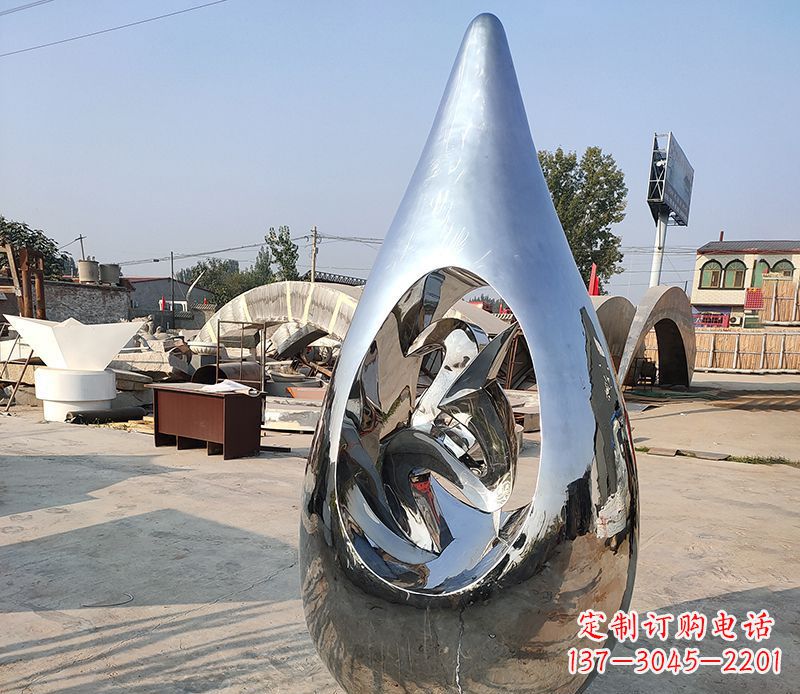 淄博持久耐看的不锈钢镜面水滴雕塑
