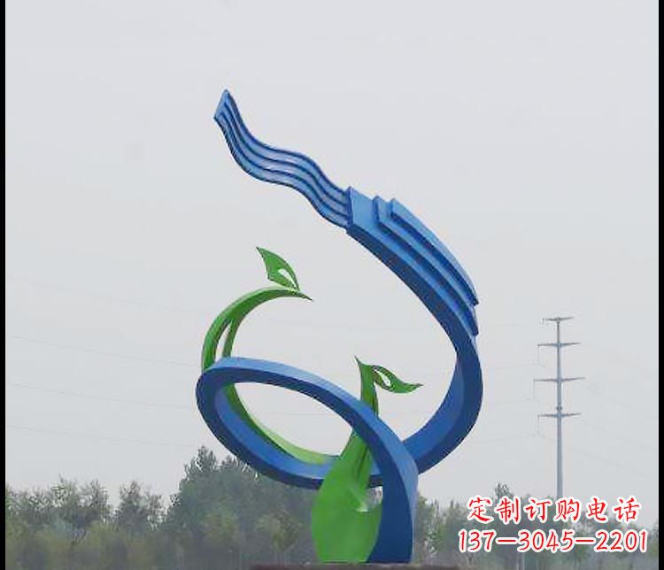 淄博完美锻造,彩色不锈钢抽象凤凰雕塑
