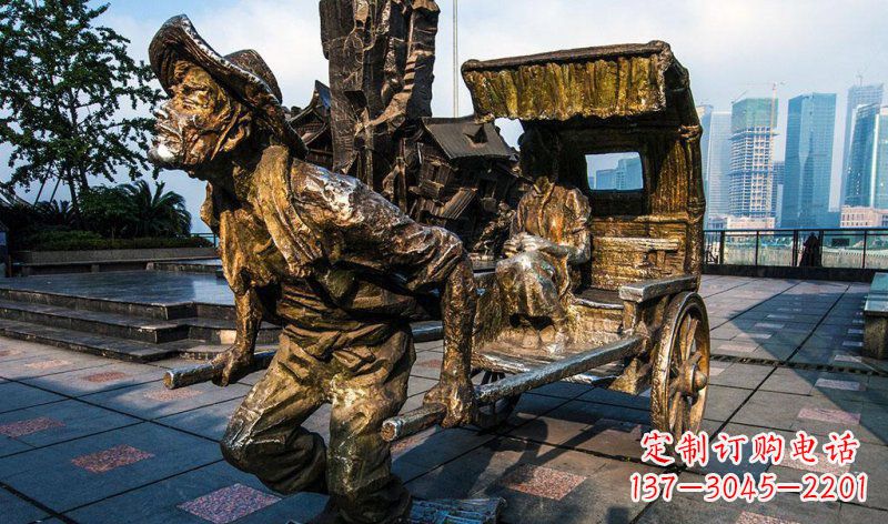 淄博广场黄包车纪念铜雕