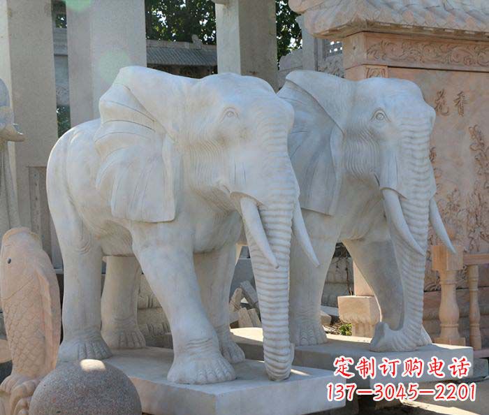淄博广场景观大理石大象石雕 (3)