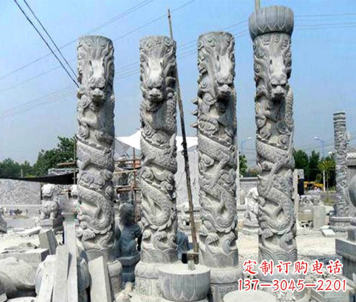 淄博广场景观大理石龙柱石雕 (4)
