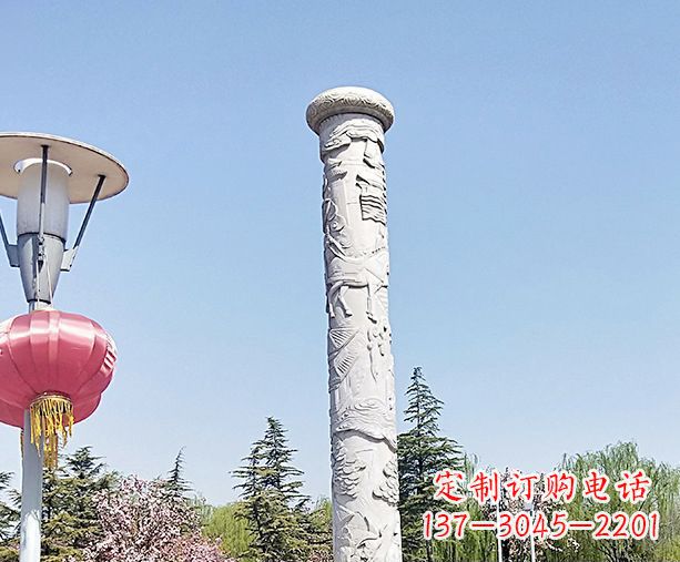 淄博广场景观大理石龙柱石雕 (6)