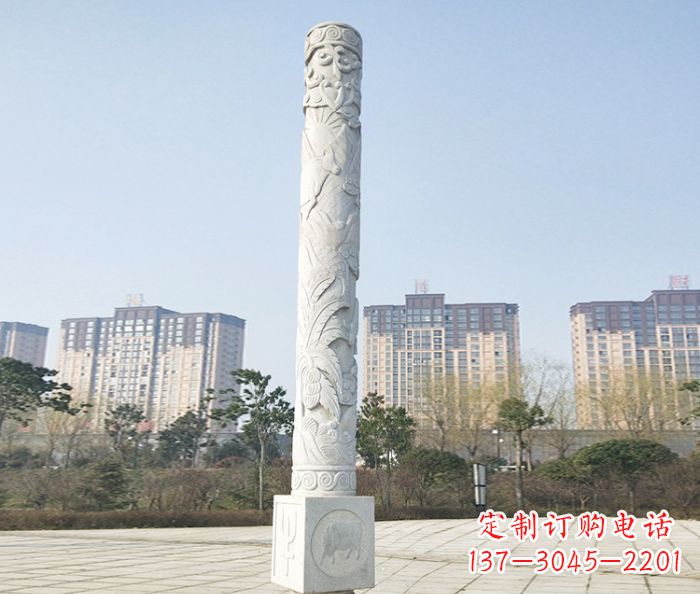 淄博广场景观大理石龙柱石雕_2 (2)