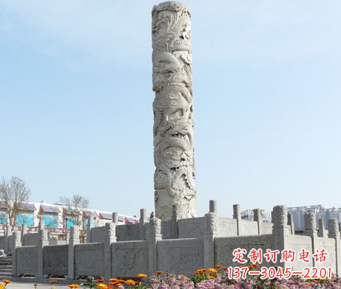 淄博广场景观大理石龙柱石雕_1 (2)
