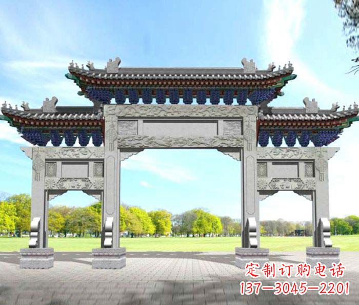 淄博广场景观大理石牌楼石雕