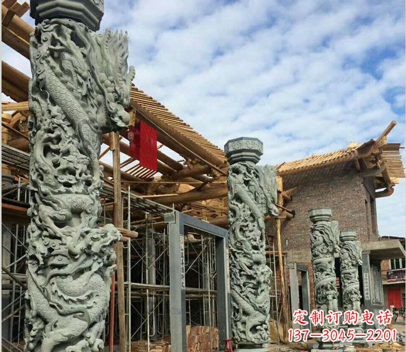 淄博广场盘龙柱大理石柱子石雕