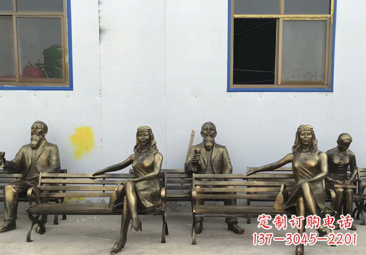 淄博广场铜雕美女休息人物雕塑