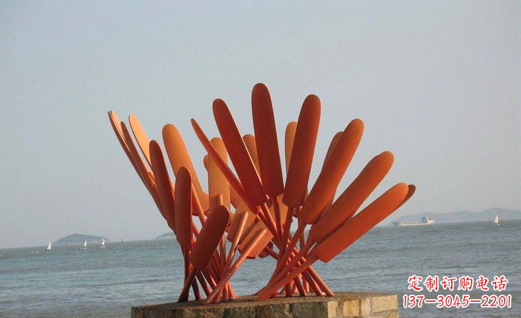 淄博海边不锈钢抽象船桨雕塑