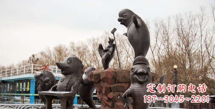 淄博精美铜海豚雕塑,精细雕琢把海豚灵魂融入!