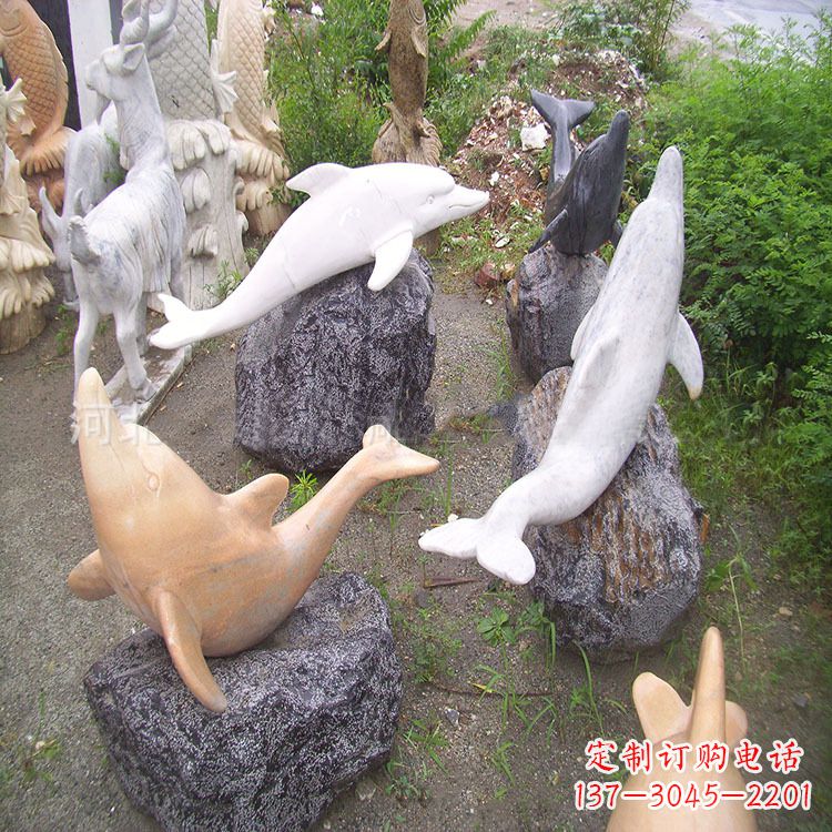淄博海豚石雕塑,纯手工定制精美艺术品