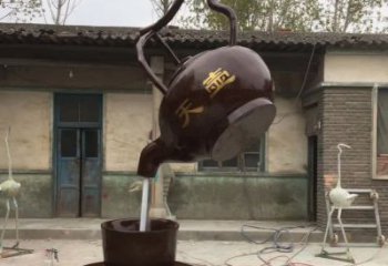 淄博茶壶精美铜雕，为您打造经典景观雕塑