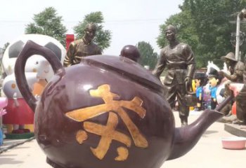 淄博高质量广场茶壶铜雕塑