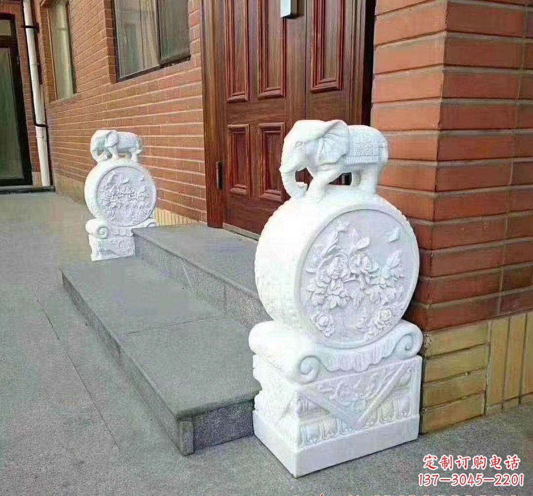 淄博汉白玉大象门墩石雕
