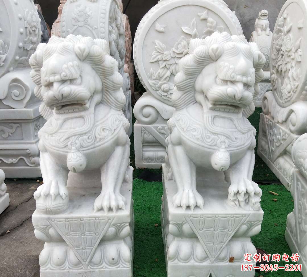 淄博精致汉白玉狮子雕塑